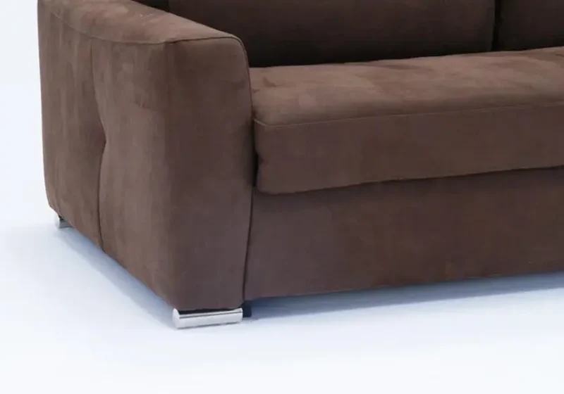 Canapé droit convertible en tissu microfibre marron - Sybel