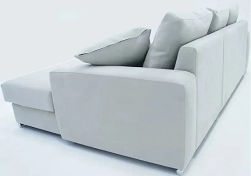Canapé d'angle modulable en tissu crème - Syra