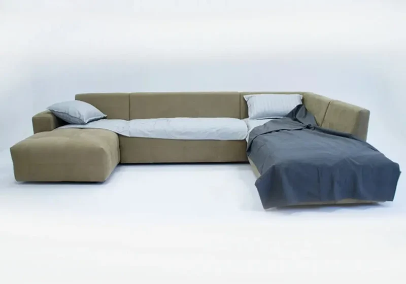 Canapé d'angle modulable en tissu crème - Mado