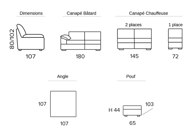 Canapé d'angle convertible en tissu rouge - Cara