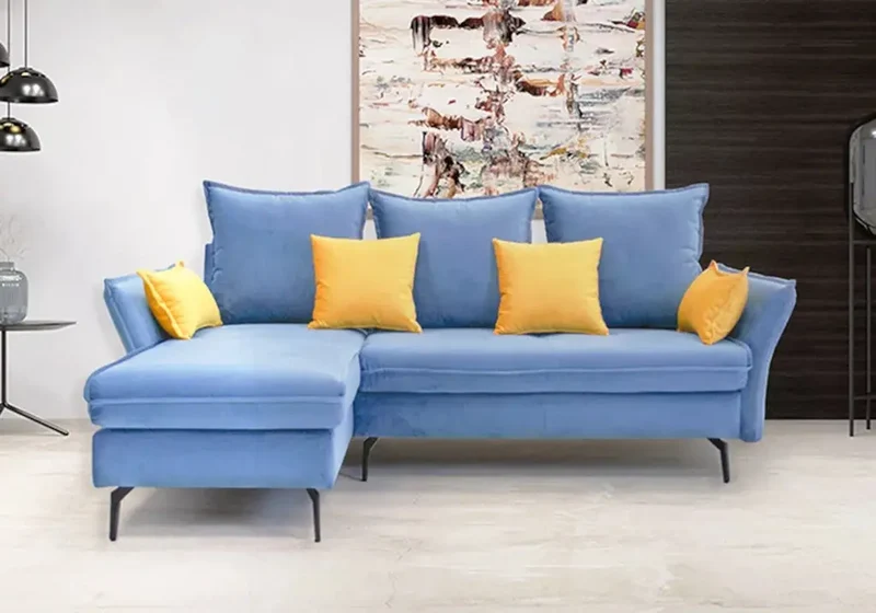 Chaise longue méridienne en tissu gris clair - Gina
