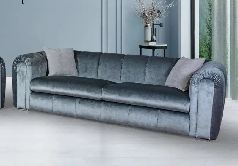 Canapé velours gris moderne LUCIA