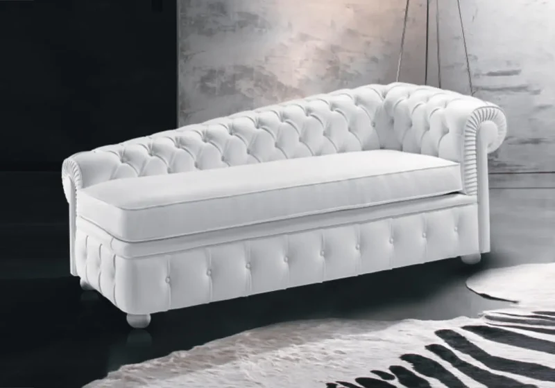 Chaise longue cuir blanc CHESTERFIELD