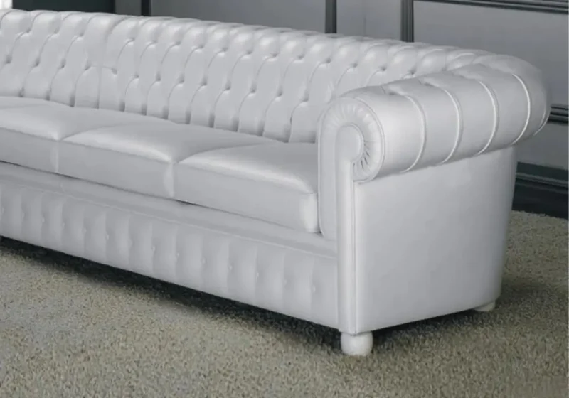 Canapé angle cuir blanc CHESTERFIELD