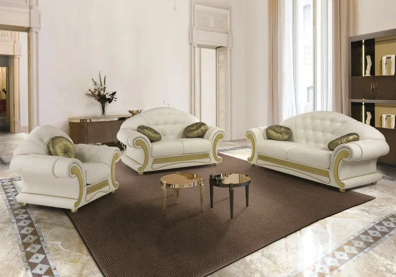 Canapé cuir crème versace LOUIS