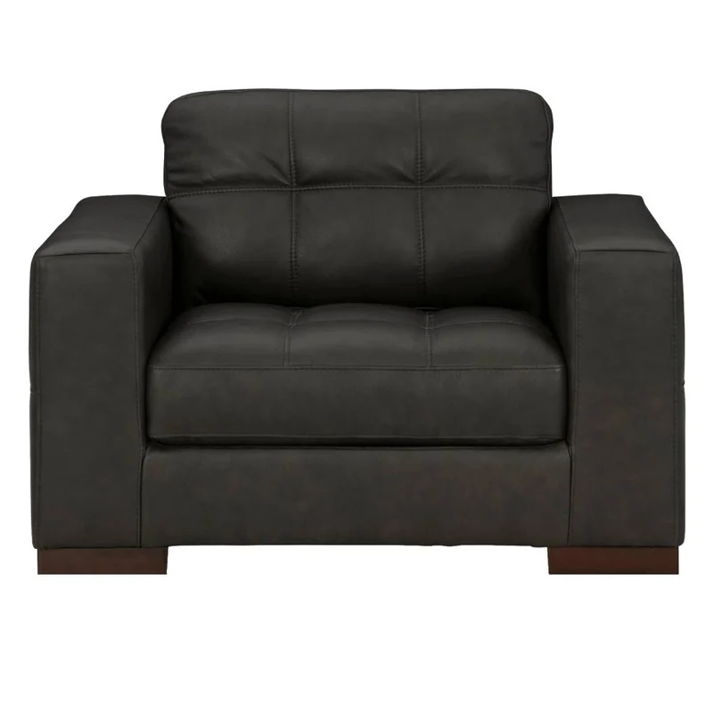 Fauteuil surdimensionné en cuir noir - Luigi