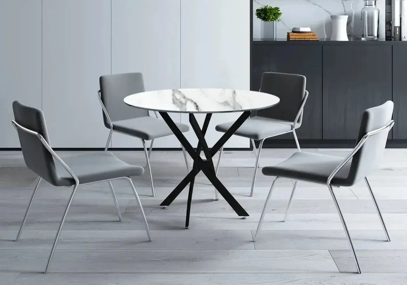Table ronde noire marbre blanc - Joy