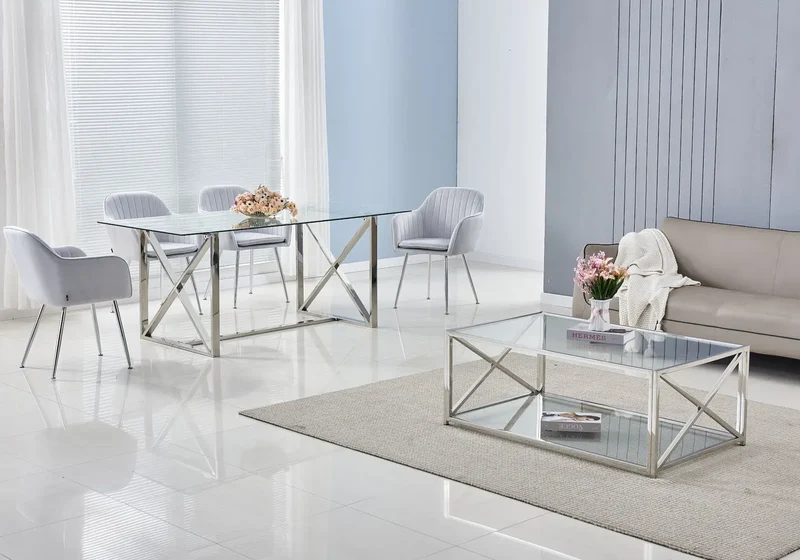 Table basse en verre trempé argent - Enzo