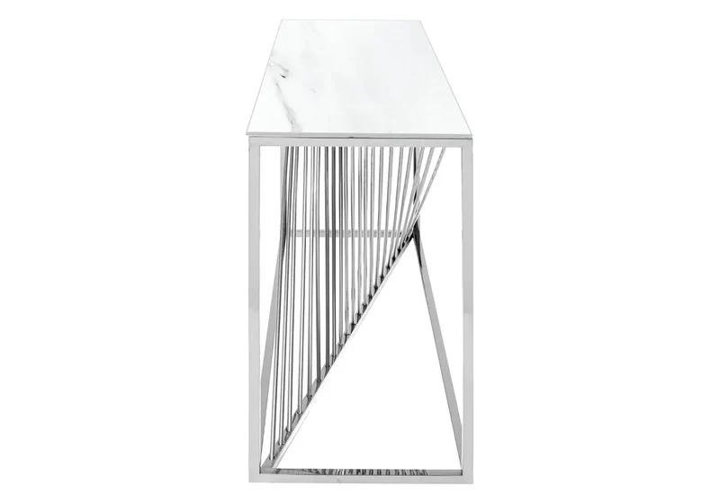 Console argentée marbre blanc - Luc
