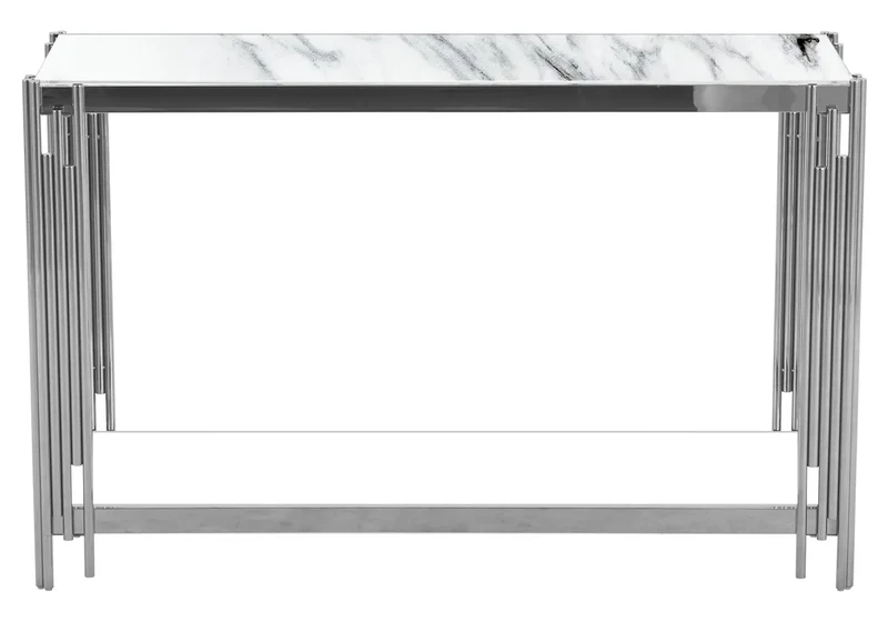 Console argentée marbre blanc - Eve