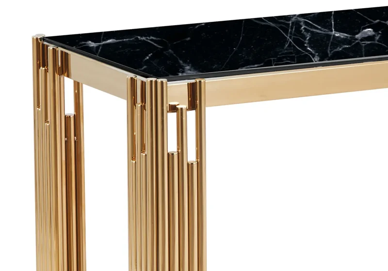 Console dorée marbre noir - Eve