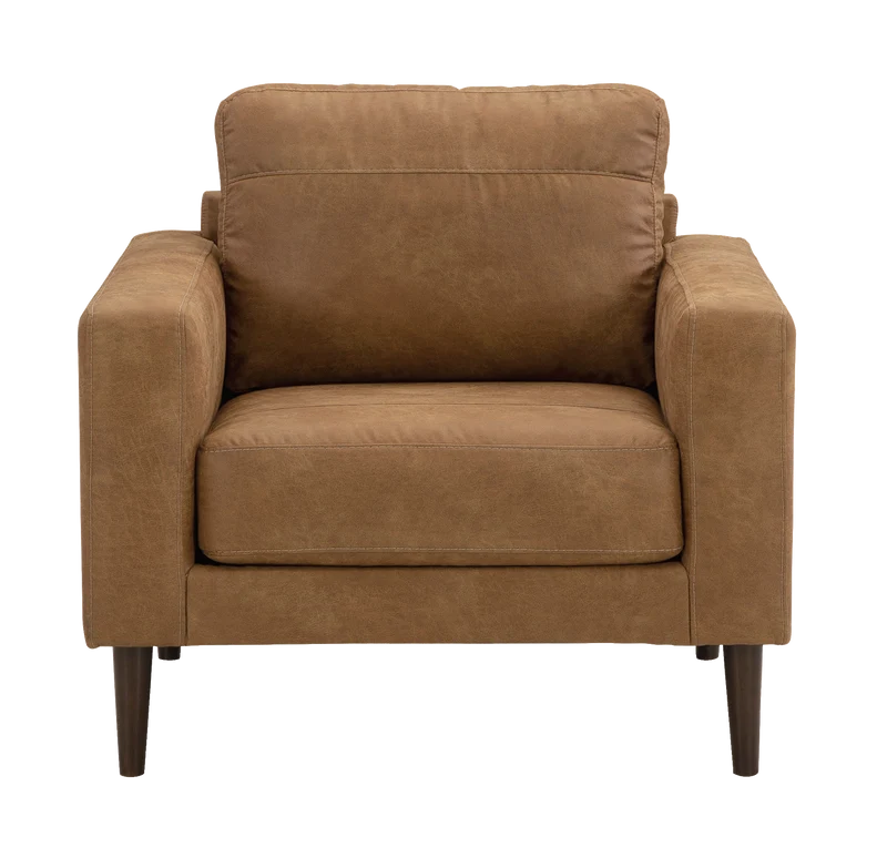 Fauteuil aspect cuir brun caramel - Telora