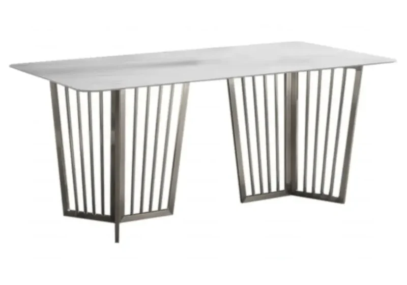 Table à manger marbre blanc argent - Perla