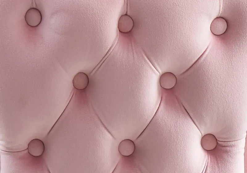 Chaise capitonnée pied croisé doré rose - Enzo x2