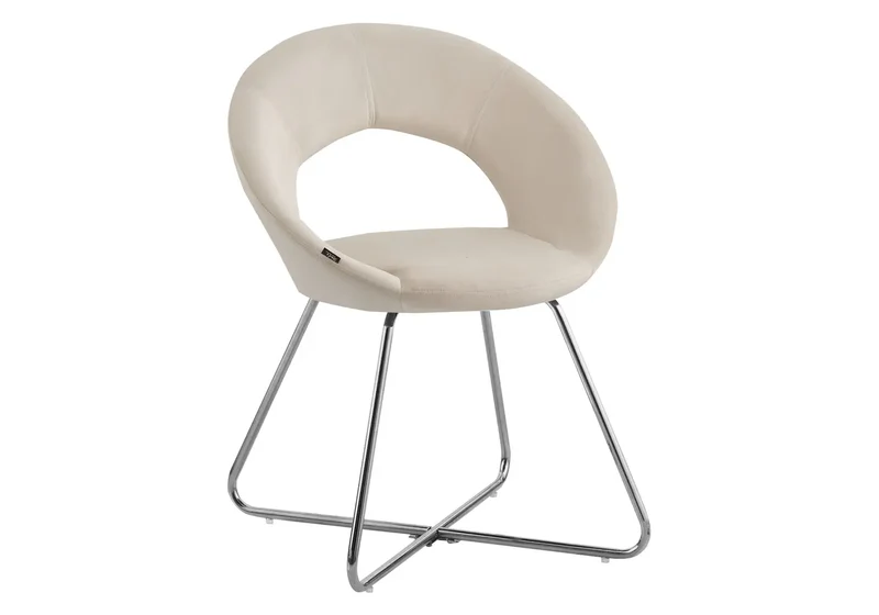 Chaises velours écru arrondies dossier ouvert - Babel x4