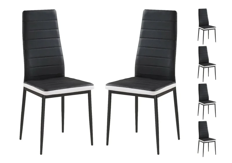 Lot de 6 chaises simili-cuir noir blanc - Alto