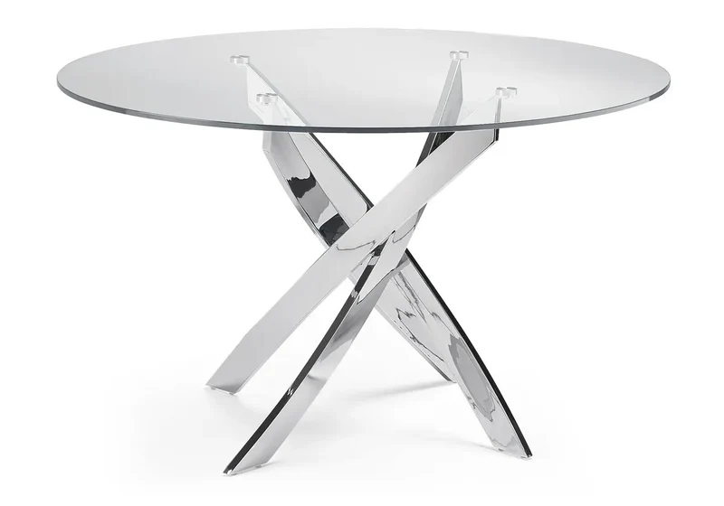 Table chromé 6 chaises noires - Design