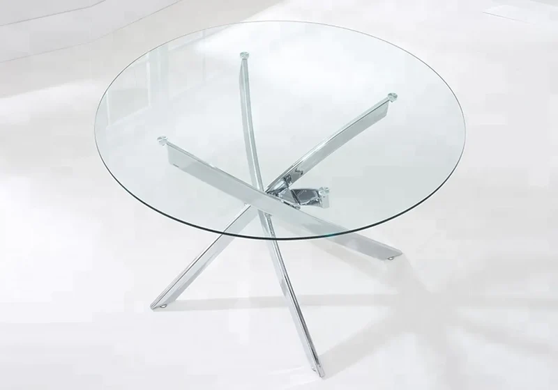 Table chromé 6 chaises noires - Design