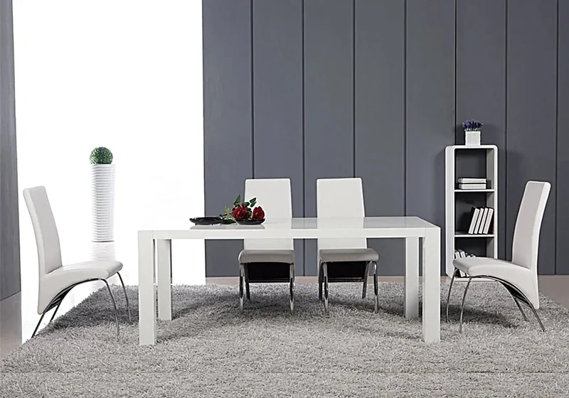 Lot 4 chaises chromé simili blanc - Roy