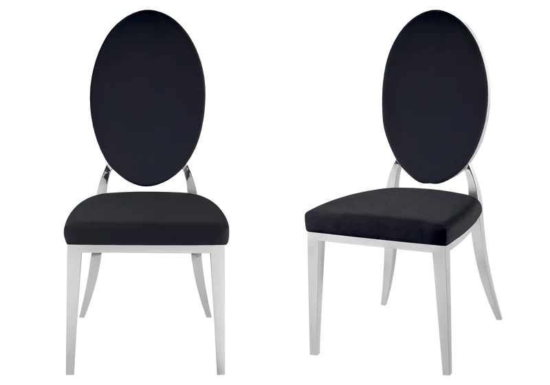 Chaises médaillon velours noir argent - Neo x4