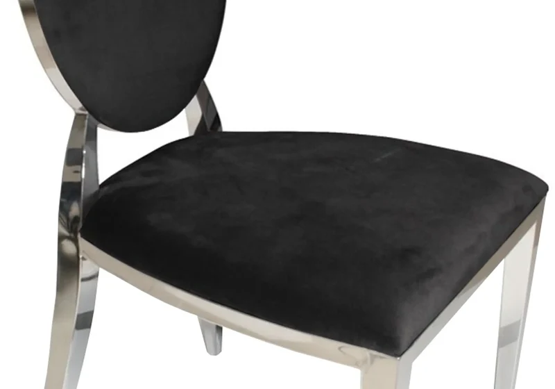 Chaises médaillon velours noir argent - Neo x4