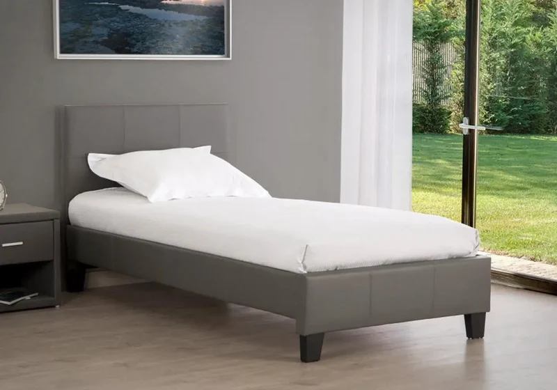 Lit double simili gris - Soft