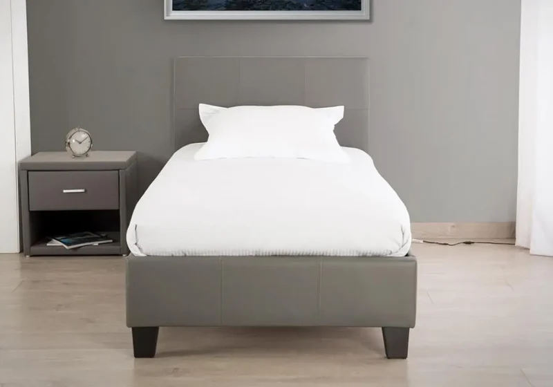 Lit double simili gris - Soft