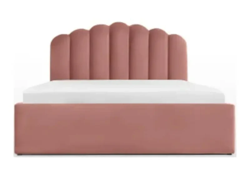 Lit coffre velours rose capitonné - Carla