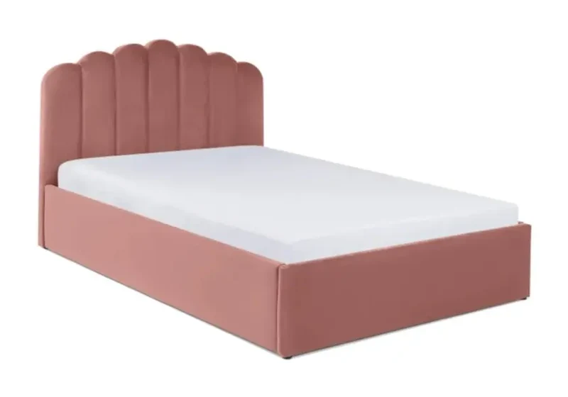 Lit coffre velours rose capitonné - Carla