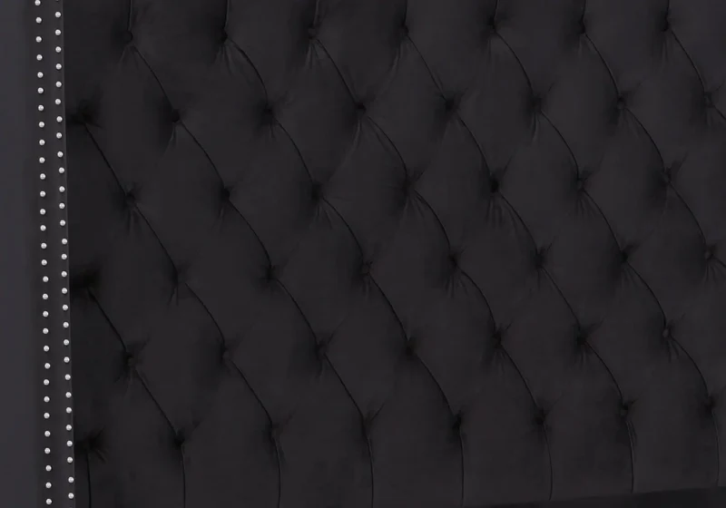 Lit king size velours noir capitonné - Chester