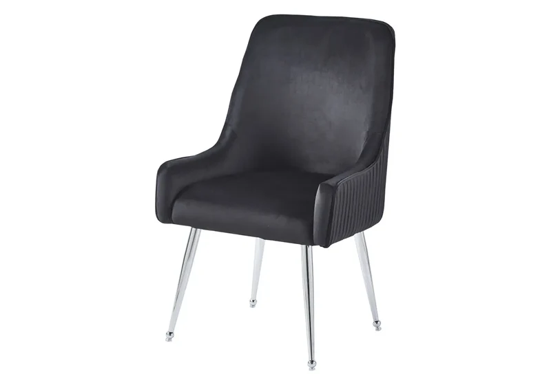 Fauteuil de table velours noir poignée argentée - Opus x2