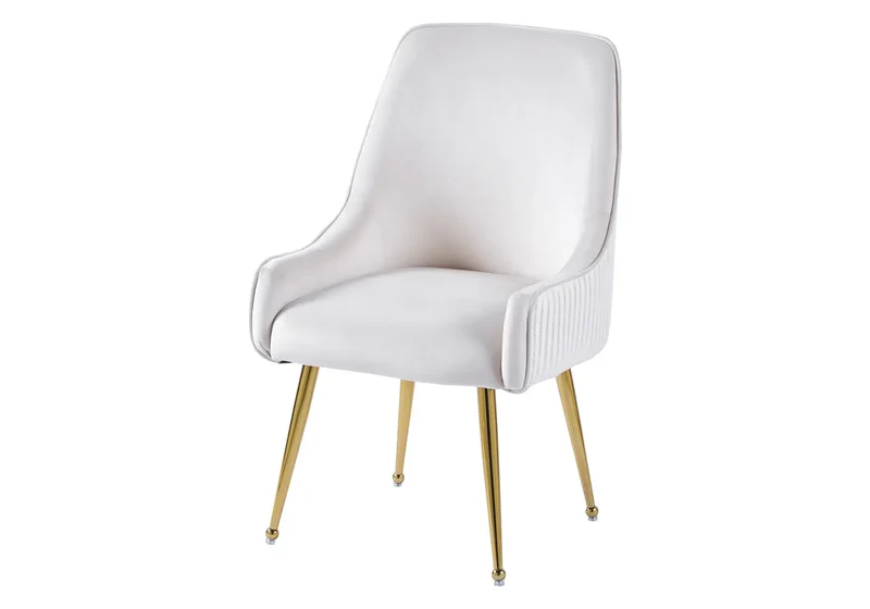 Fauteuil de table velours beige poignée dorée - Opus x2