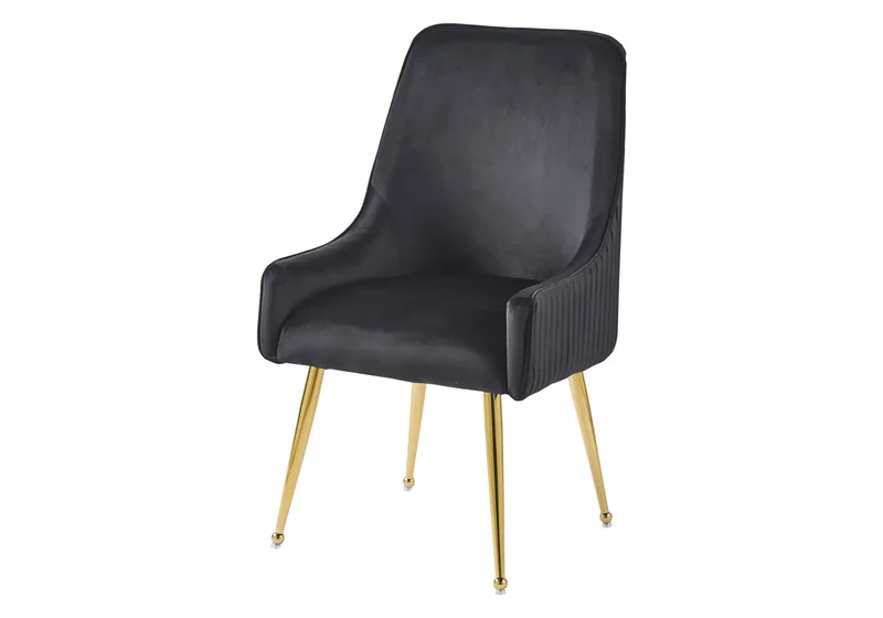 Fauteuil de table velours noir poignée dorée - Opus x2