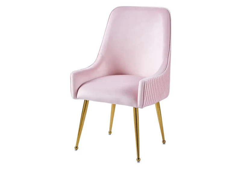 Fauteuil de table velours rose poignée dorée - Opus x2
