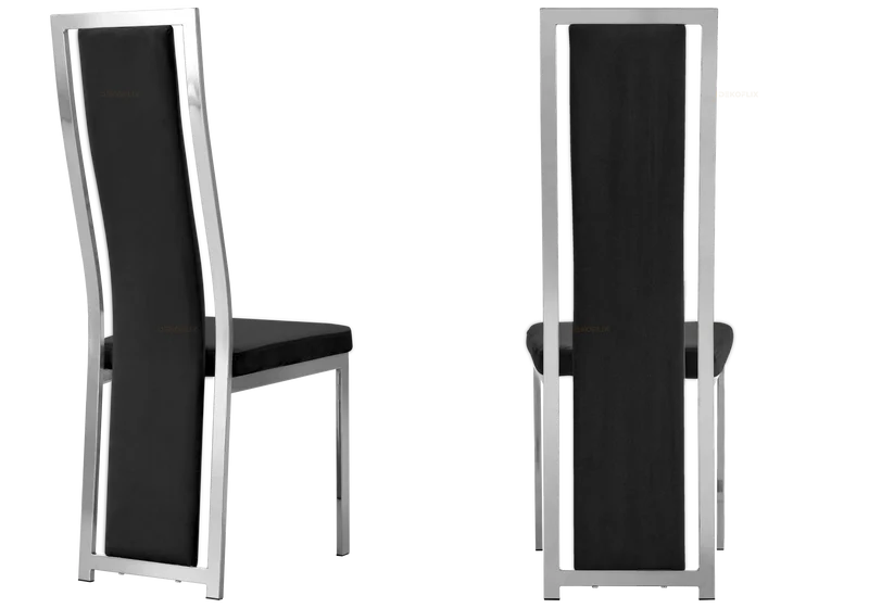 Chaise argentée velours noir design - Dia x6