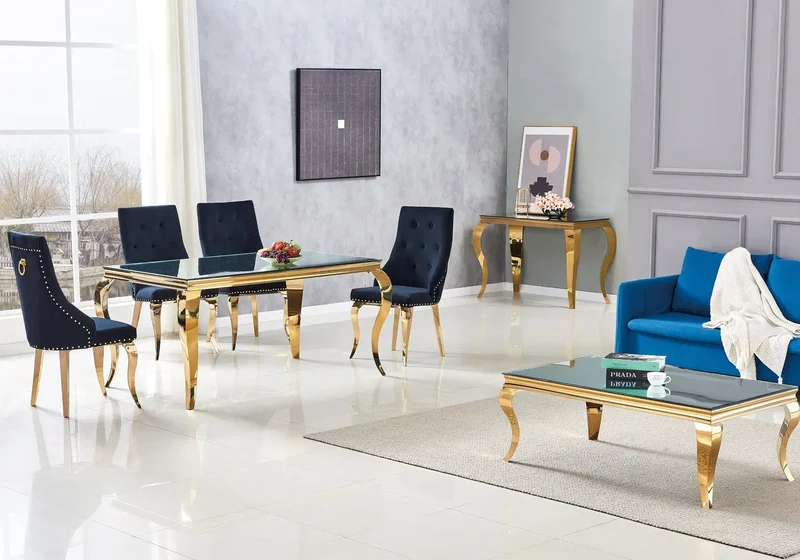 Chaise capitonnée cloutée velours noir - Gia x4