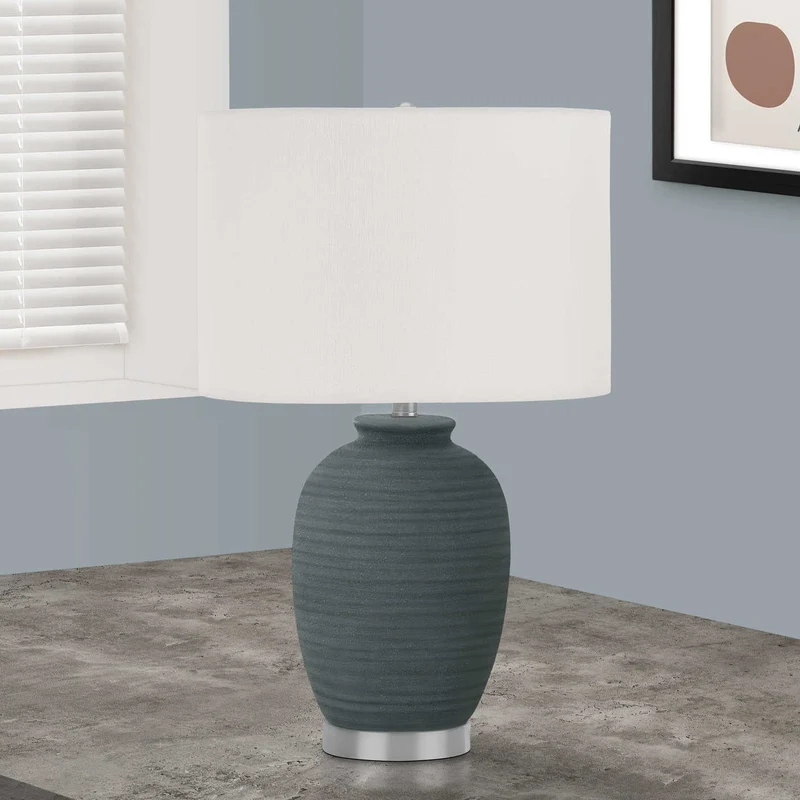 Lampe de table céramique bleue texturée 24 po - I 9622