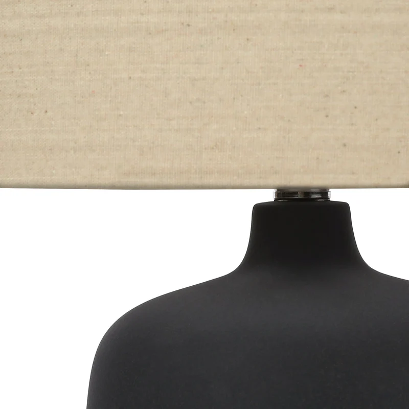 Lampe de table en céramique noire texturée 24 po - I 9635