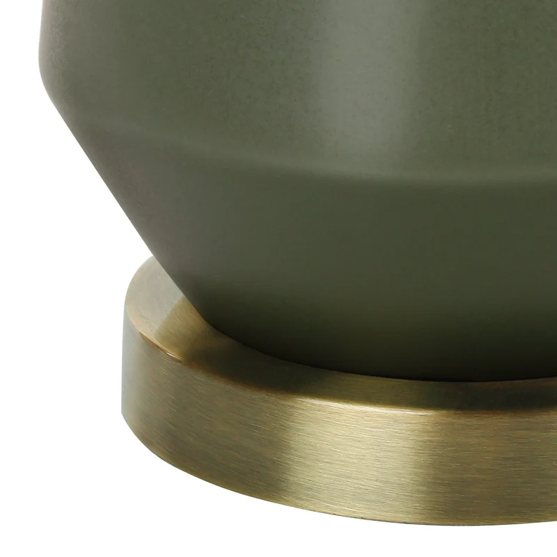 Lampe de table en céramique verte et accents en métal doré 26 po - I 9624