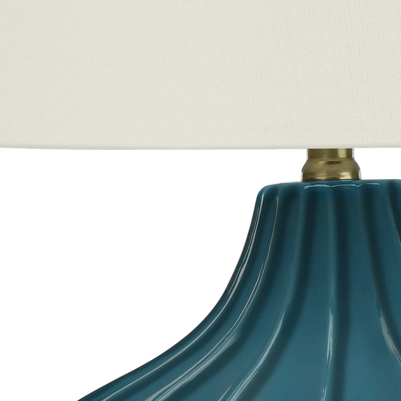 Lampe de table en céramique bleue incurvée 24 po - I 9612