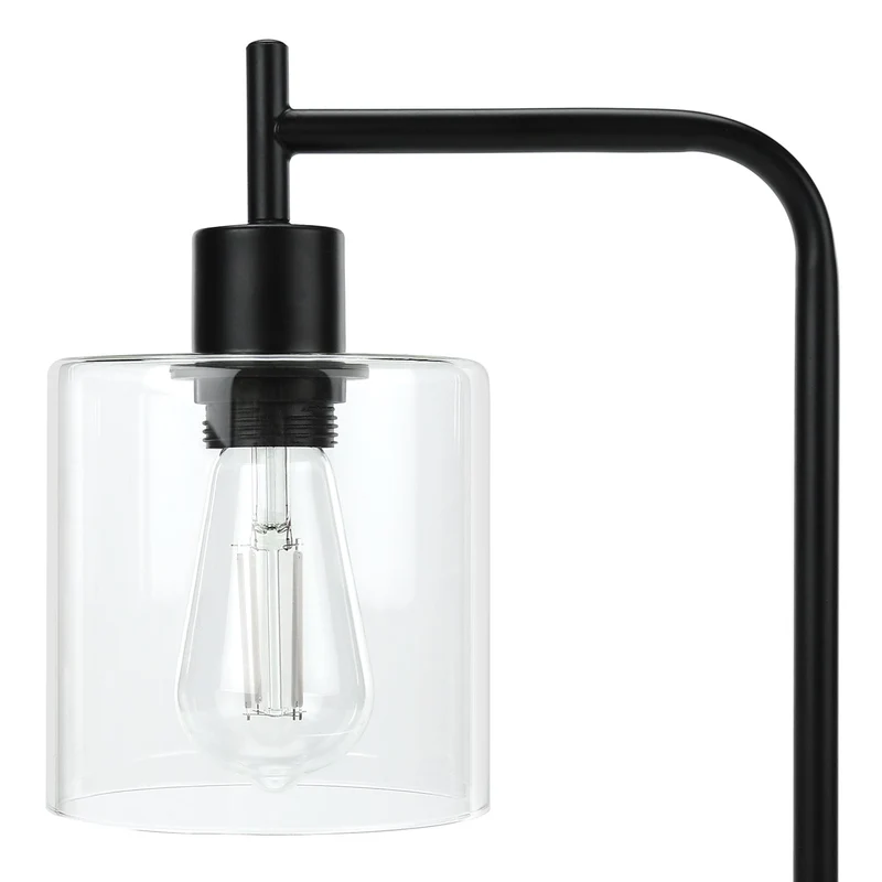 Lampe de table en métal noir avec port USB intégré 20 po - I 9637