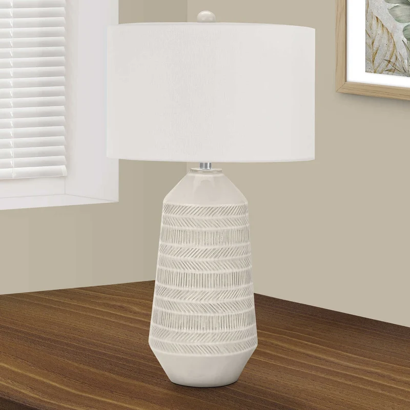 Lampe de table en céramique crème texturée 33 po - I 9613