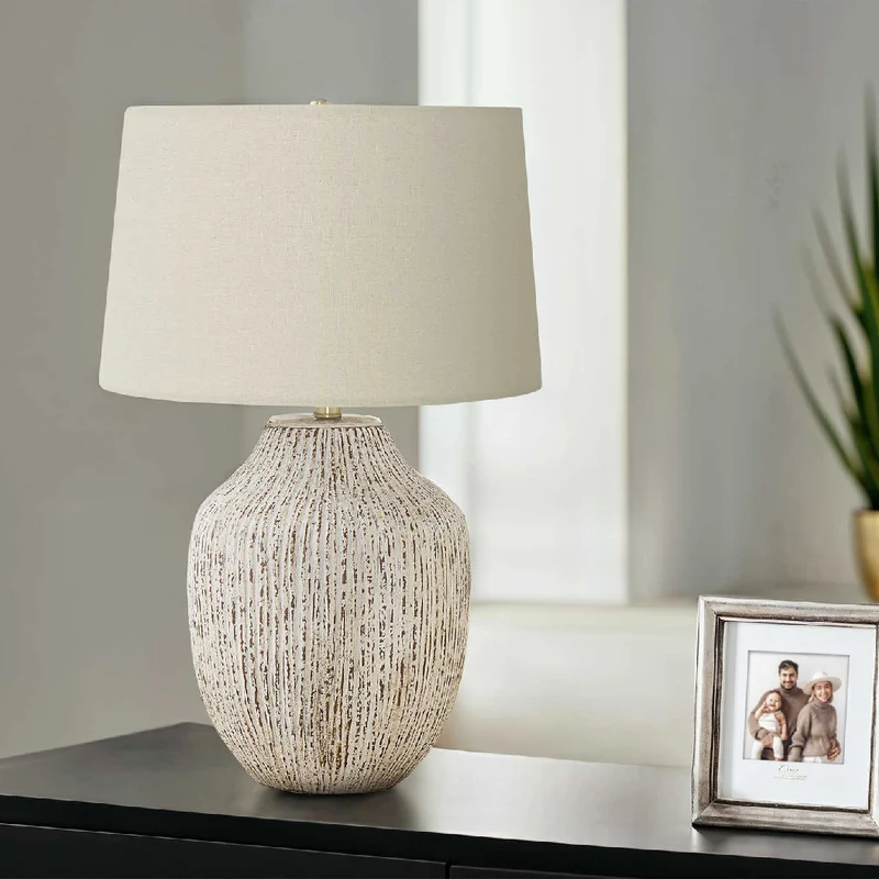 Lampe de table en céramique crème texturée 26 po - I 9719