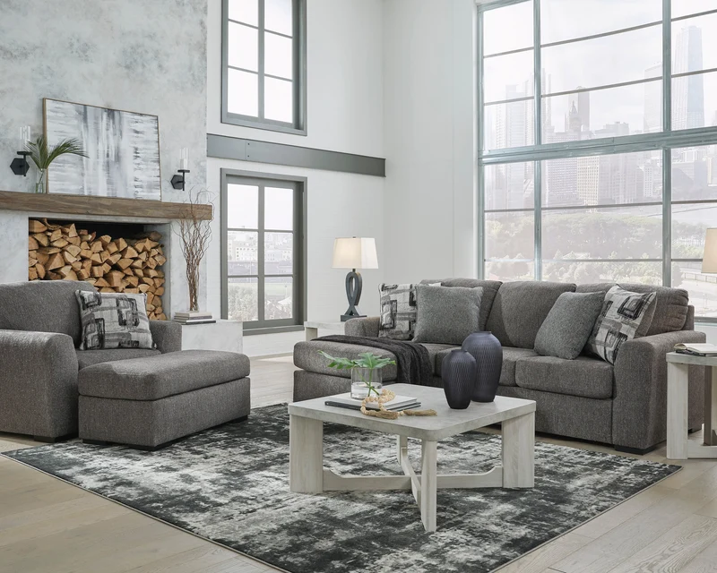 Ottoman en tissu gris étain - Gardiner