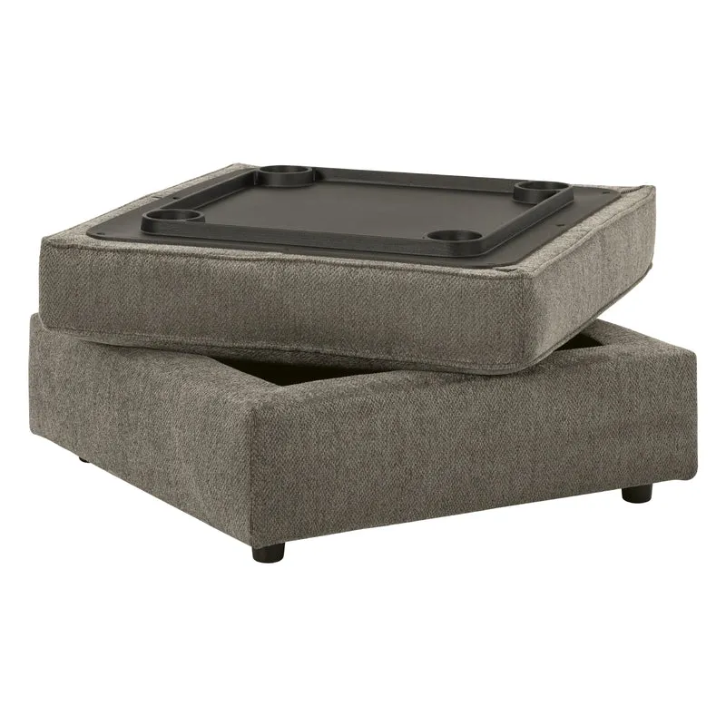 Ottoman surdimensionné en tissu gris avec rangement - O'Phannon