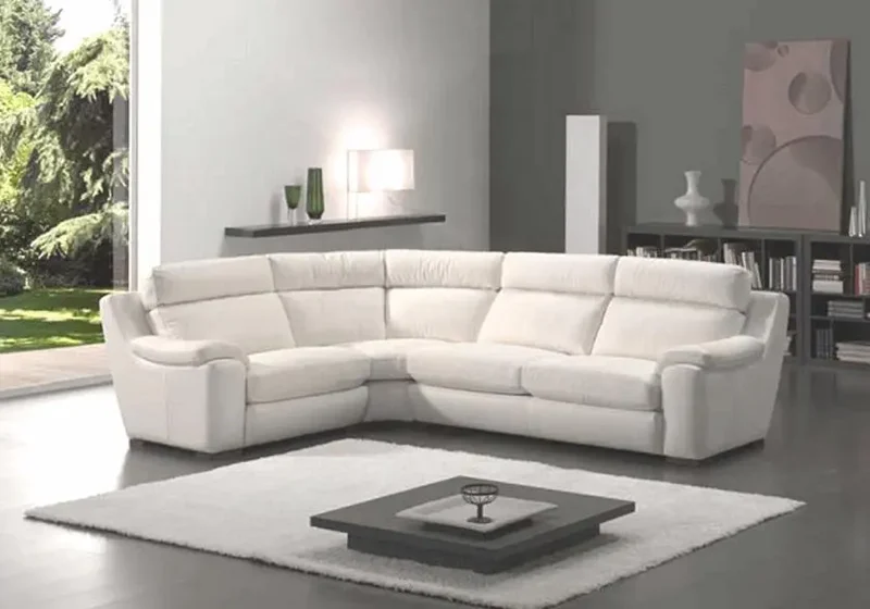 Canapé d'angle relax en cuir blanc - Argo