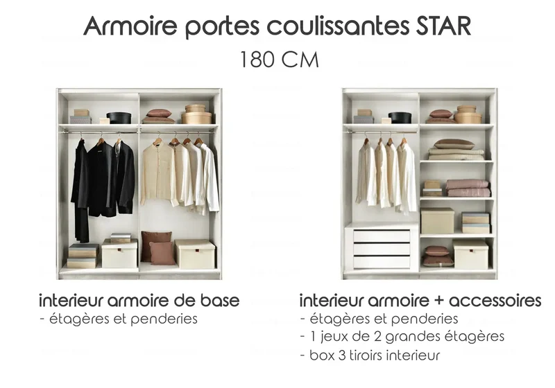 Chambre à coucher laqué blanc led STAR