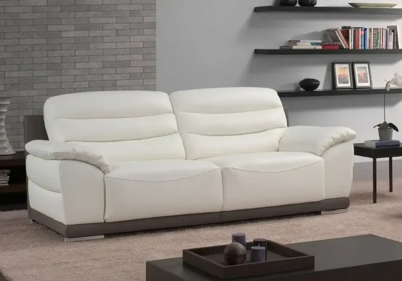 Canapé en cuir design crème - Blanco