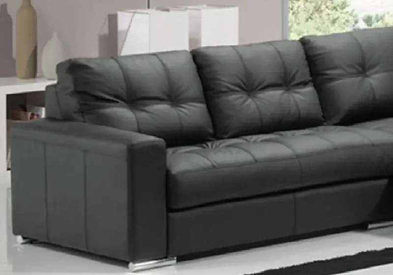 Canapé en cuir noir convertible - Alexie