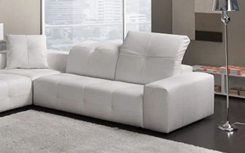 Canapé en cuir blanc têtières réglables - Cecile